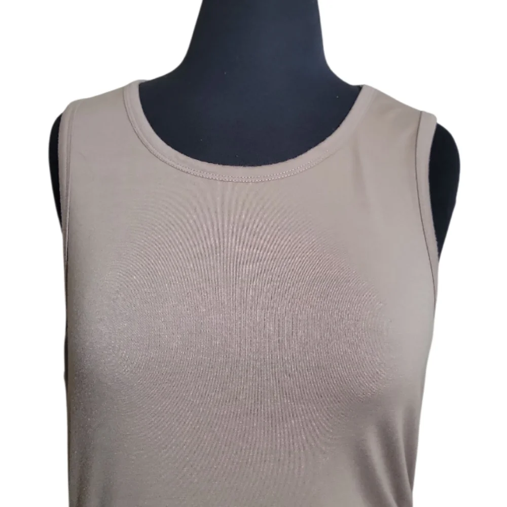 FIRM PRICE Shein tan sleeveless crew neck ruched side dress size XL - Picture 3 of 9